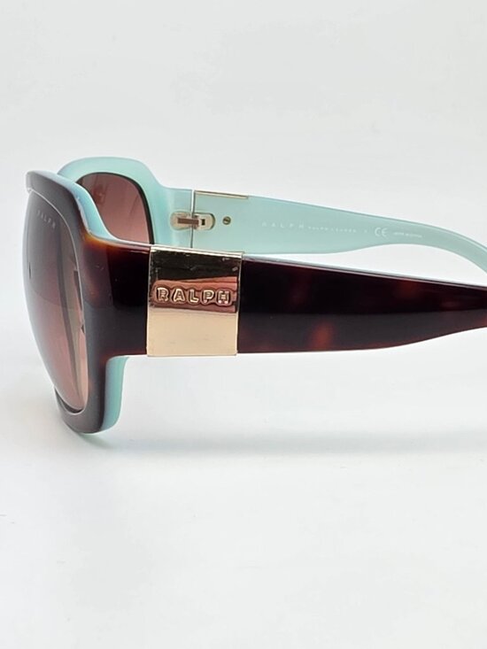 Ralph Lauren RA5031 Tortoise Tiffany Blue Frame Brown Lens Oversized Sunglasses main image 16